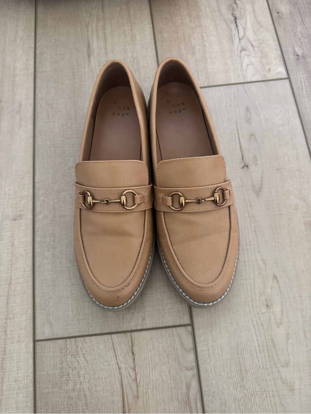 A New Day light tan loafers.